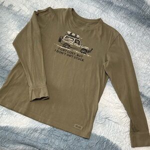 113. Life Is Good army green Adventure Long Sleeve Tee